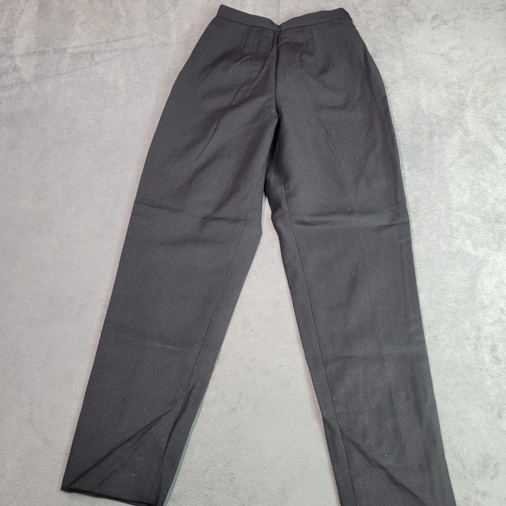 Valerie Stevens Petites Dress Pants Women 2P Black Wool Blend Pleat Straight Leg